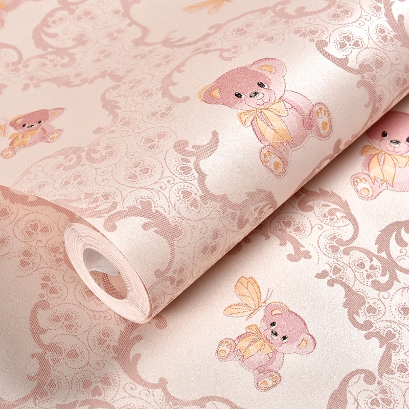 Giấy Dán Tường Tự Dính Chống Nước Chống Ẩm Phong Cách Ấm Áp Lãng Mạn Trang Trí Phòng Ngủ Cho Bé Gái