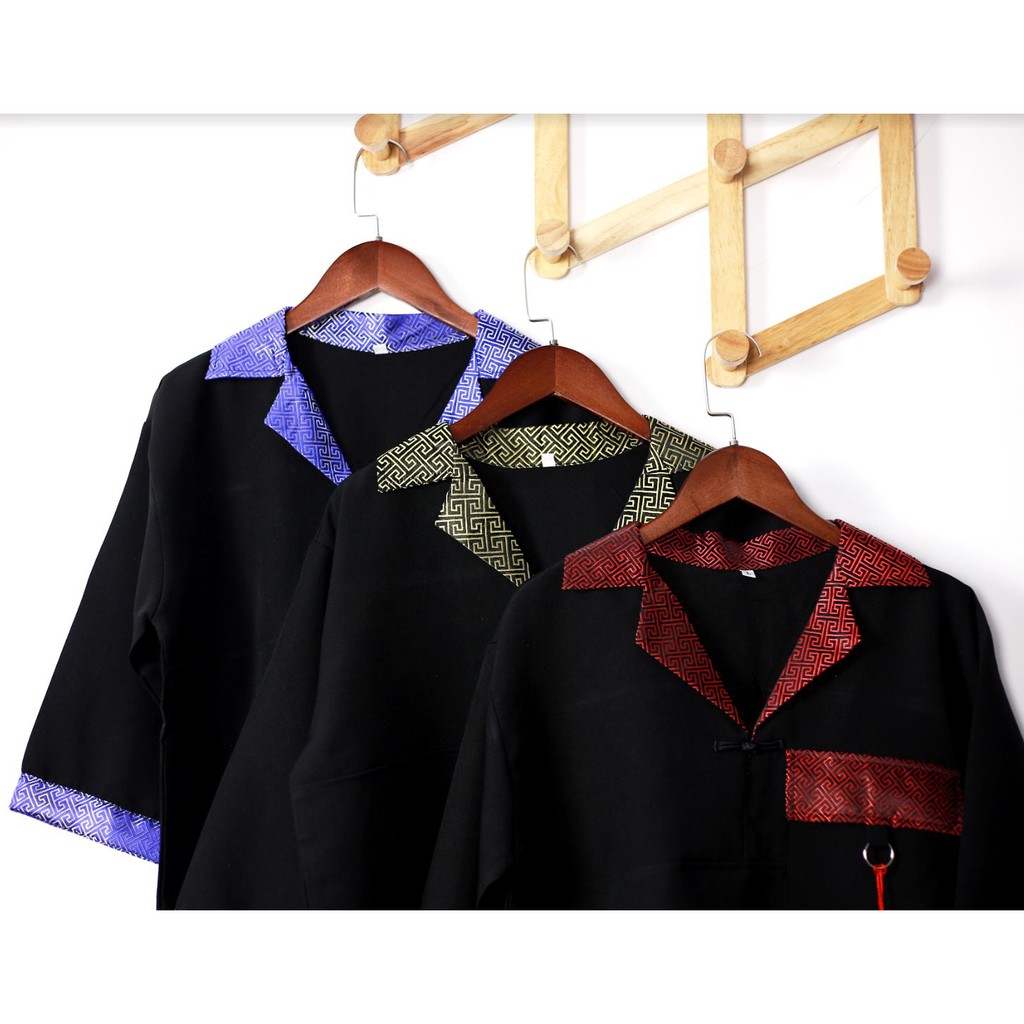 Áo Shanghai Phối Gấm Cổ Vest