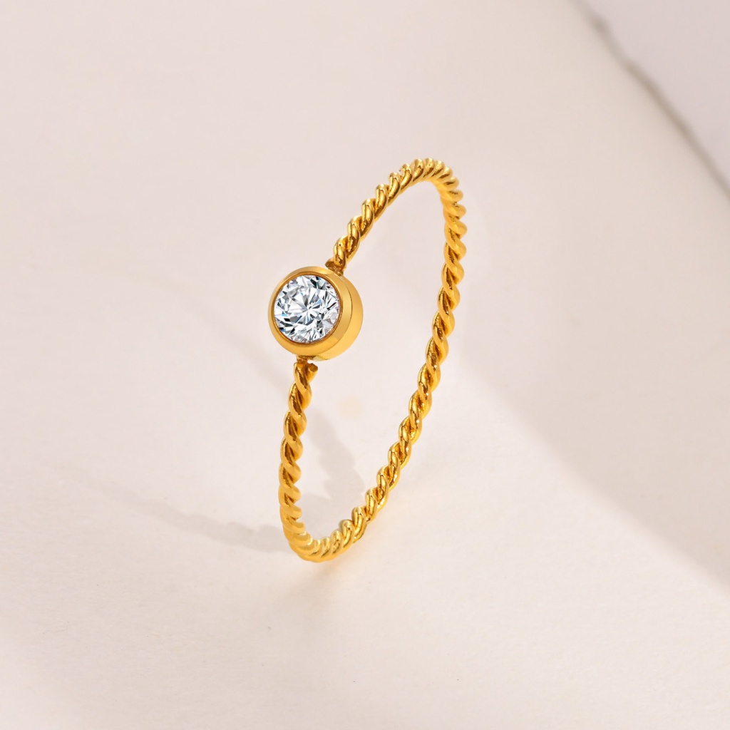 Nhẫn VNOX Thép Không Gỉ Đính Đá Zircon Màu Trắng Dành Cho Nữ