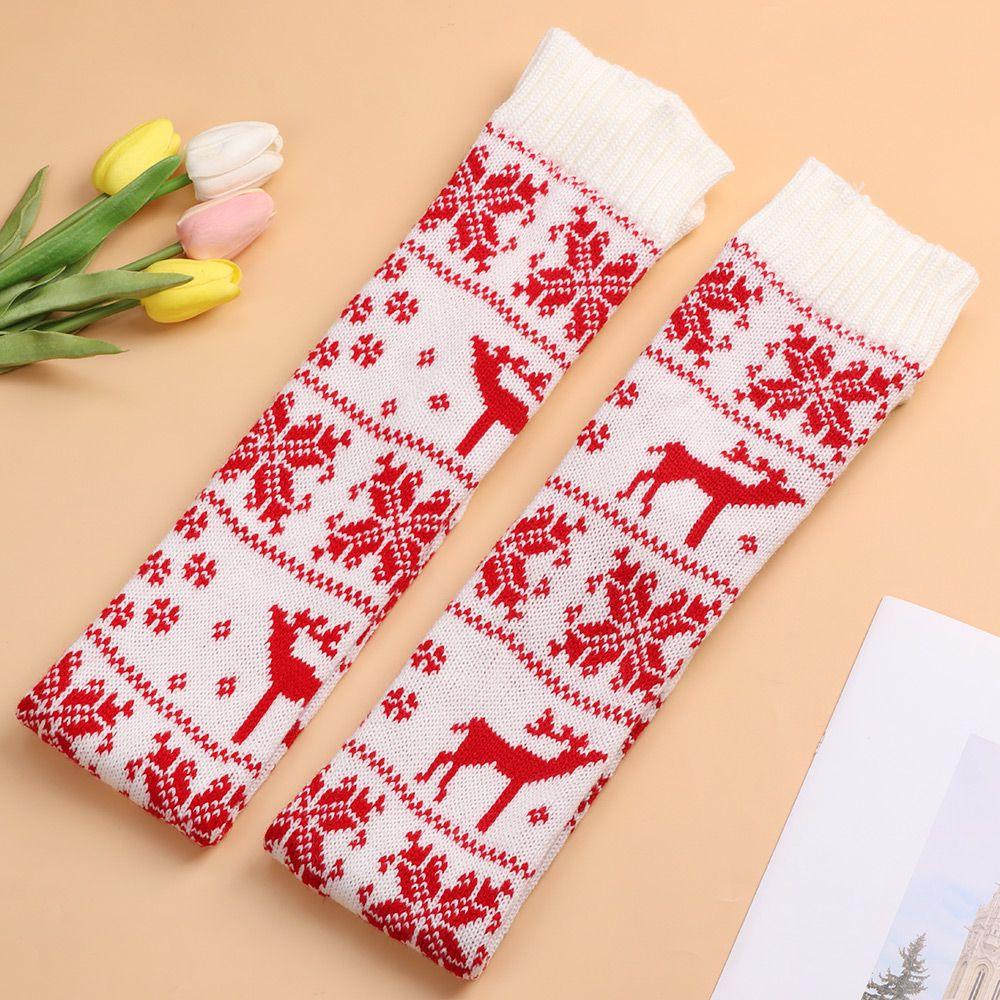 Tất Dệt Kim Dày Giữ Ấm Đầu Gối Phong Cách Giáng Sinh