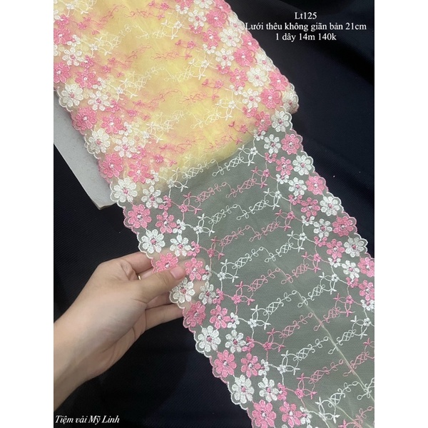 Lưới thêu bản 21cm lưới thêu hoa siêu đẹp 2 màu