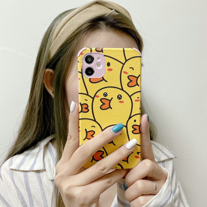 iPhone SE 2020 6 6S Plus 7 8 Plus X XR Xs 11 12 Mini Pro Max Soft Cute Little Yellow Duck Case