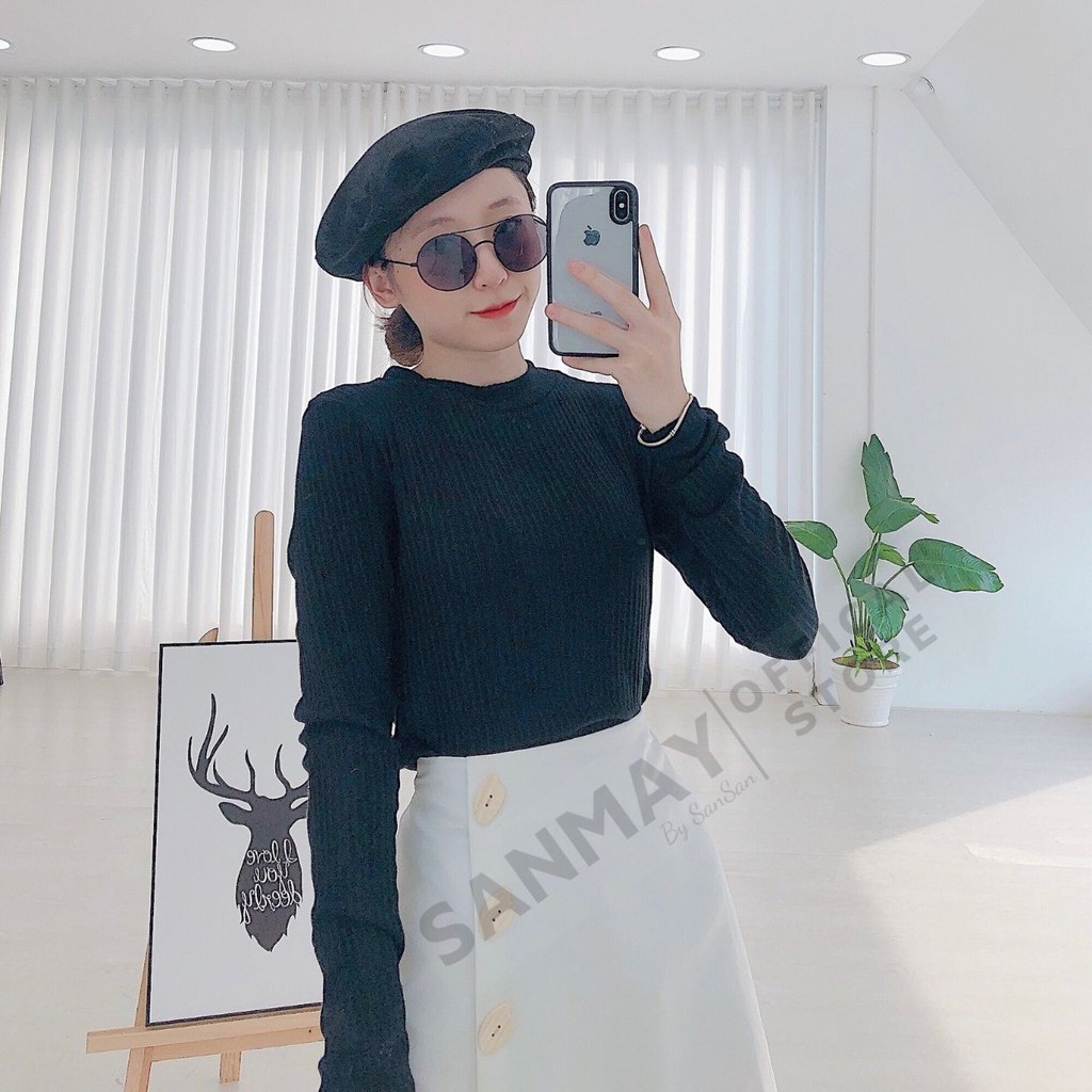 Áo Len Tăm Dài Tay SANMAY Áo Len Nữ Tay Dài cổ lọ kiểu Ulzzang Hàn Quốc Thiết kế Dáng Basic AO025 | BigBuy360 - bigbuy360.vn