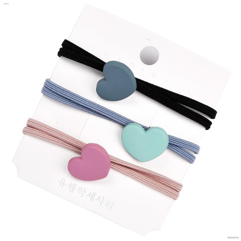 Dây thun buộc tóc cao su đính mặt trái tim xinh xắn thời trang