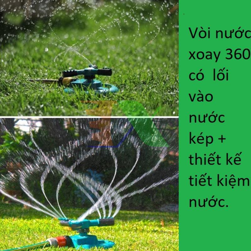 Bộ tưới đầy đủ Đầu tưới 3 cánh xoay 360° - Chân đế mặt trăng kèm 10m dây