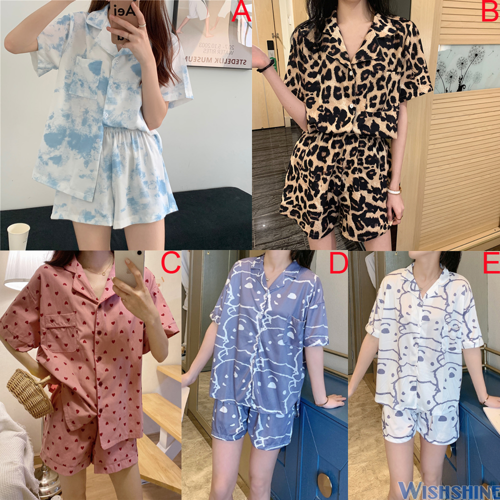 Bộ Đồ Ngủ Cotton Ngắn Tay Phong Cách Hàn Quốc Độc Đáo Cho Nữ