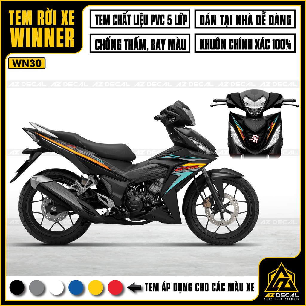 Tem Xe Winner 150 Mẫu 150R GTX Cách Điệu | WN30 | Tem Rời Winner V1 Decal Chống Nước, Chống Bay Màu