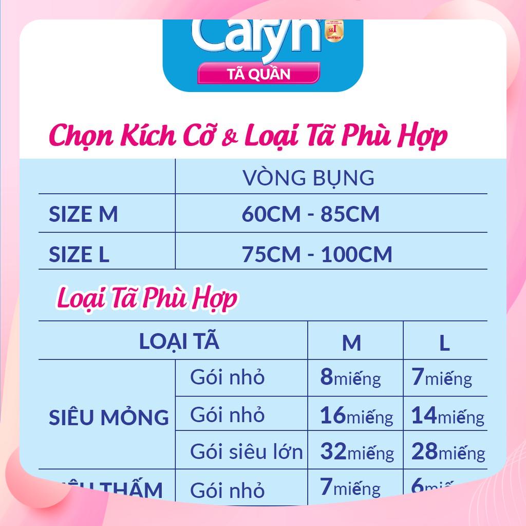 [TẶNG 4 MIẾNG]Tã quần người lớn caryn mỏng nhẹ size M16,caryn L14,XL12 chống tràn,bĩm quần caryn dành cho người già