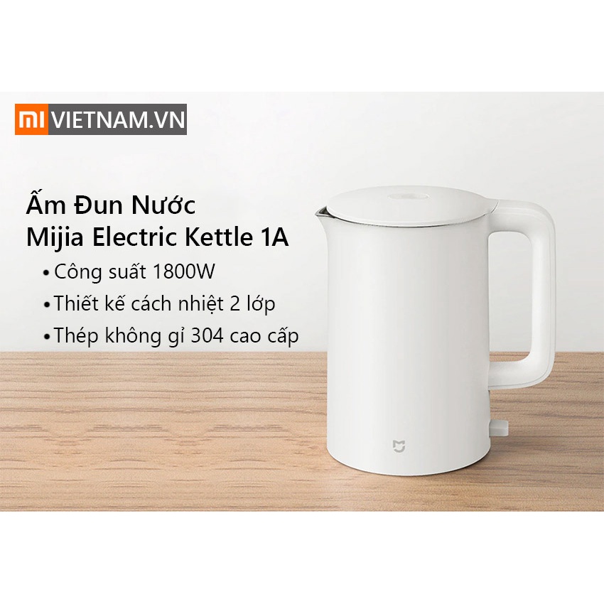 Ấm siêu tốc Xiaomi Mijia 1A đun nước siêu nhanh, công suất 1800W, dung tích 1.5L, 2 lớp chống bỏng