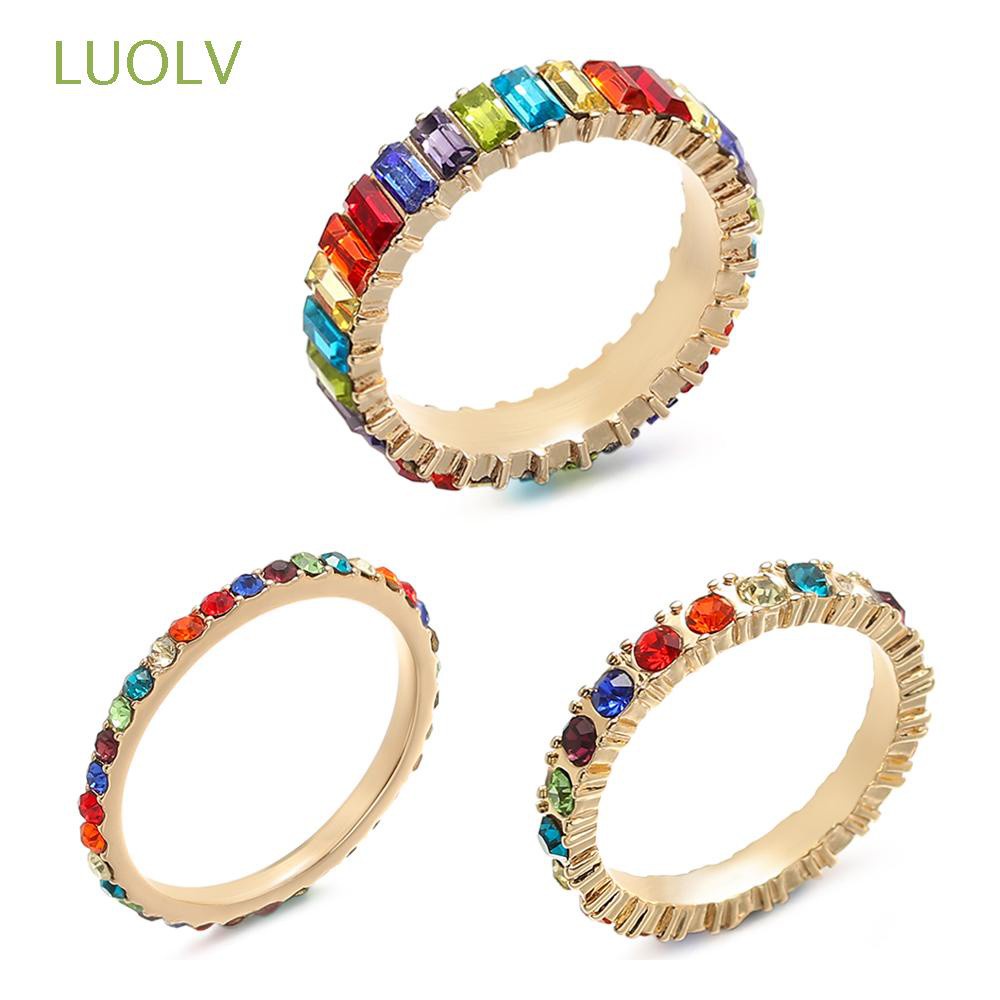 LUOLV Luxury|Rings Lady Women Sparkling Bling Finger Rings Party Jewelry Wedding Fashion Multicolor Gifts