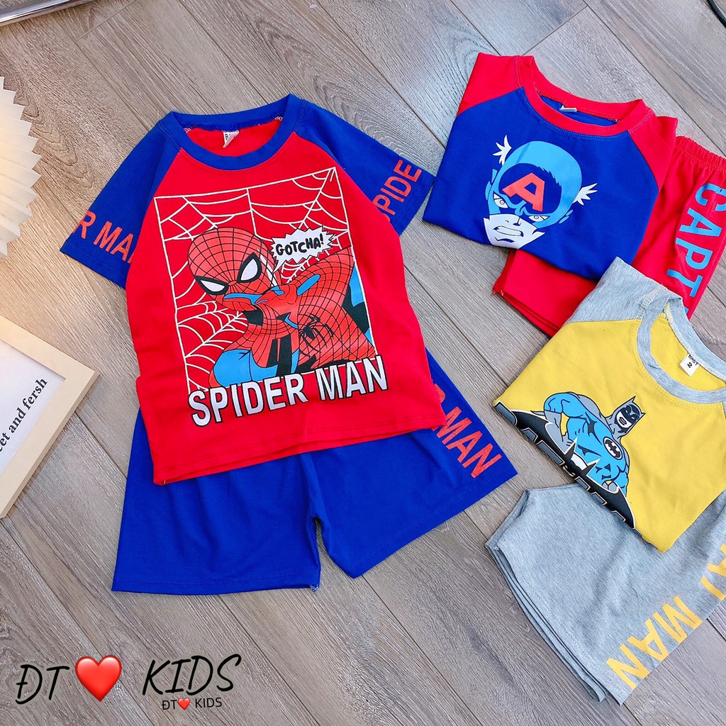 Bộ đồ siêu nhân anh hùng Vải cotton tàu co giãn 4 chiều thấm hút mồ hôi cho bé từ 6-22kg.