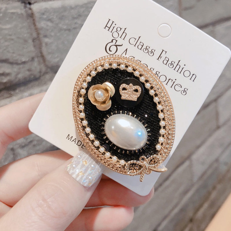 (MỚI) Trâm cài áo hình nơ đính ngọc trai sang trọng