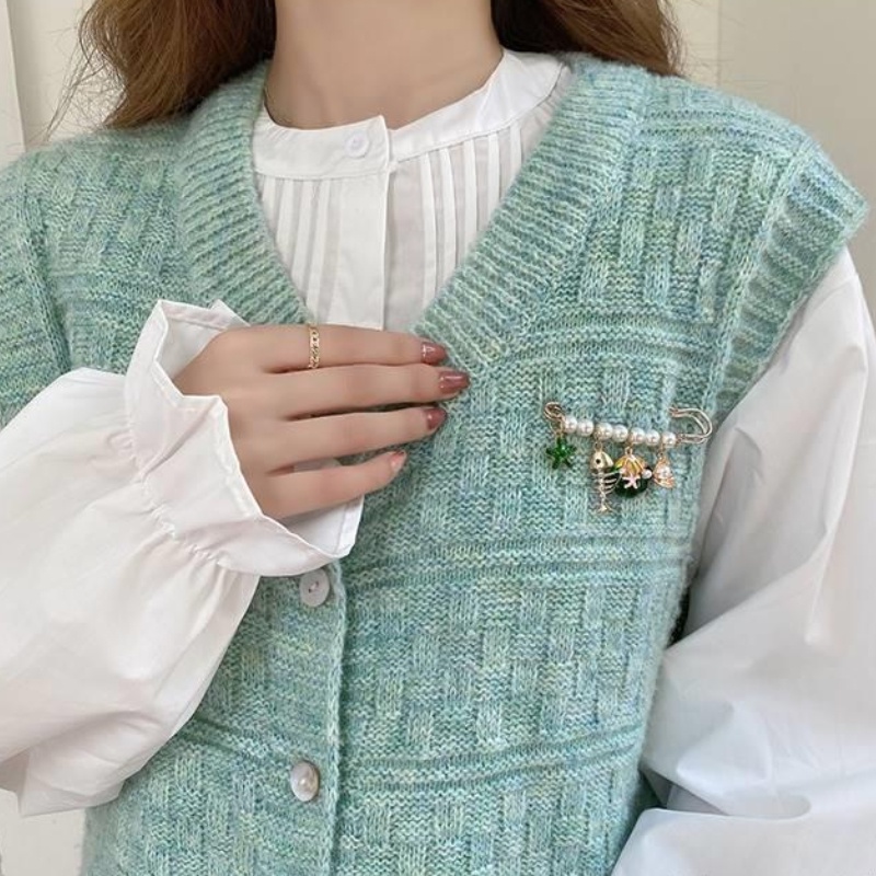 Ghim Cài Áo Đính Ngọc Trai Thiết Kế Dễ Thương Dành Cho Nữ