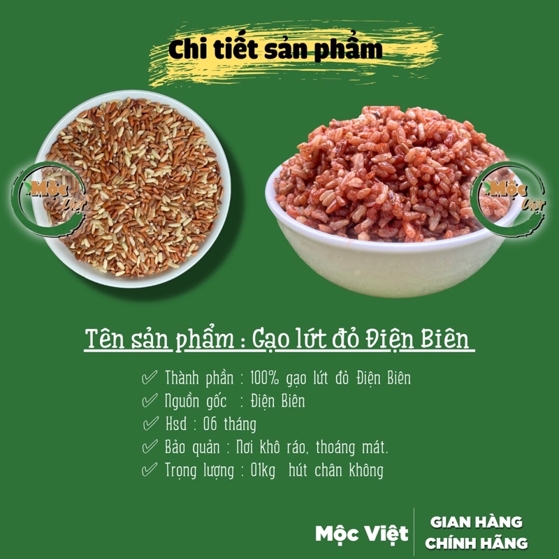 Gạo Lứt dẻo hỗ trợ giảm cân (  combo 1kg đỏ + 1kg đen ) chính hãng Mộc Việt  GL01dd