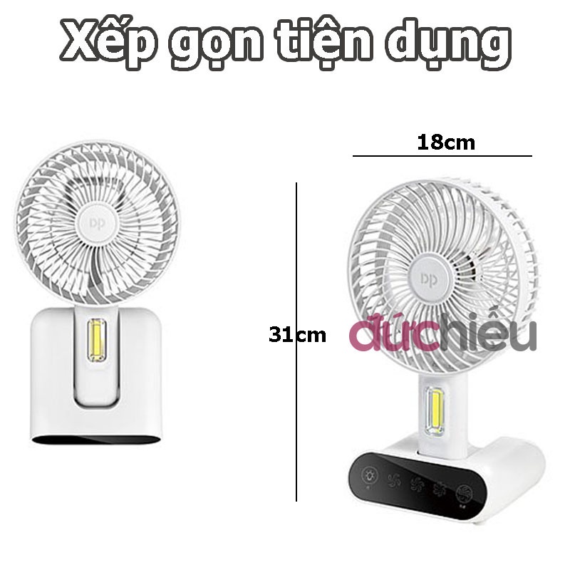 Quạt sạc tích điện loại to để bàn gió mạnh đa năng cổng USB - Đức Hiếu Shop