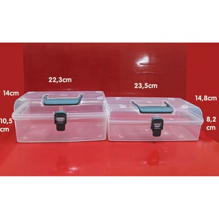 hộp nhựa đựng đồ trong suốt, hộp đựng dụng cụ, nắp cài, quai xách Thái sx 23,5x14,8cm cao 8,2cm hay 22,3x14x10,5cm. D802