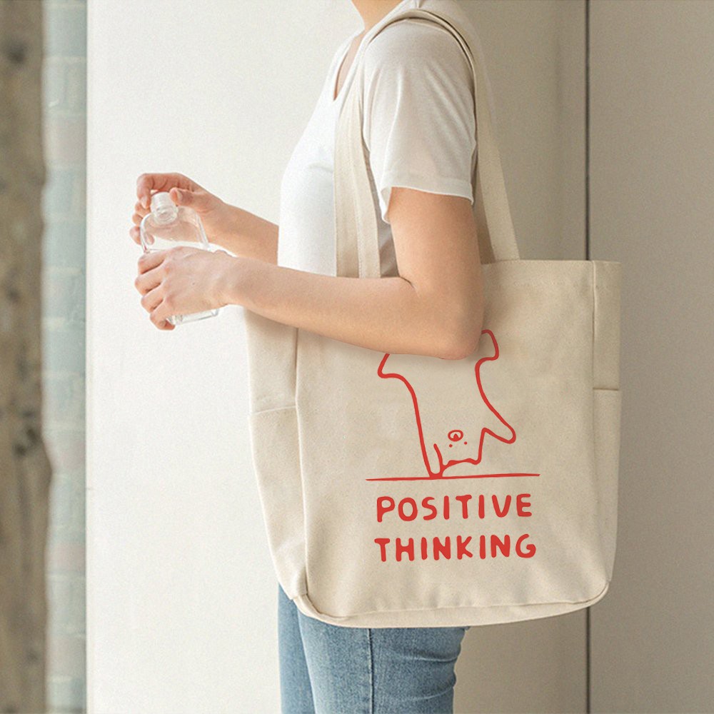 Túi Vải Tote Ginko Unisex Phong Cách Hàn Quốc In Hình POSITIVE THINKING K04