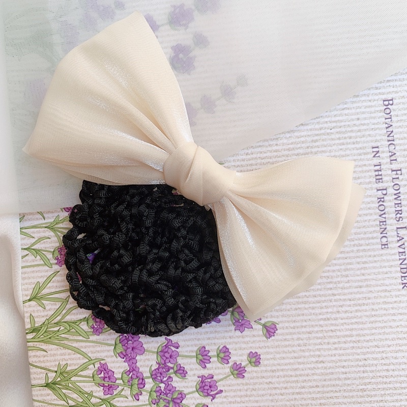 Búi tóc lưới công sở nơ voan óng hàng thiết kế L3