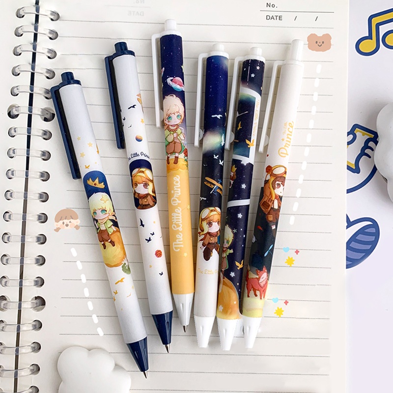 Set 6 Bút Bi Mực Đen 0.5mm Hình Hoàng Tử Bé Hoạt Hình Nhật Bản