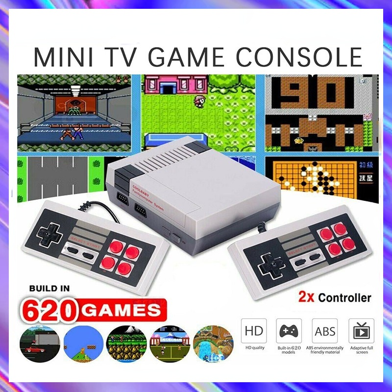 Bảng điều khiển trò chơi TV màu đỏ và trắng trò chơi cổ điển NES cáp trò chơi mini hộp 620 trò chơi