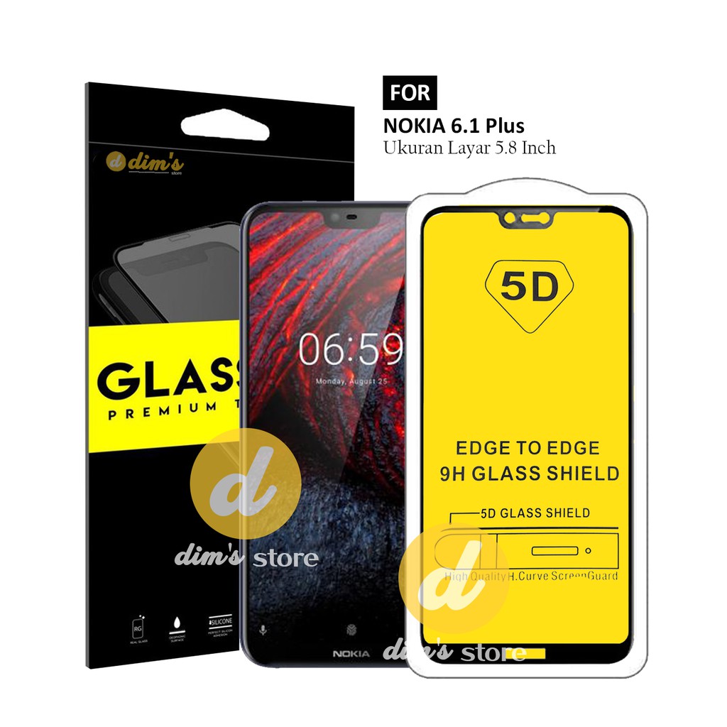 Kính Cường Lực 5d 6d 9d Bảo Vệ Toàn Diện Cho Nokia 6.1 Plus (5.8 Inch)