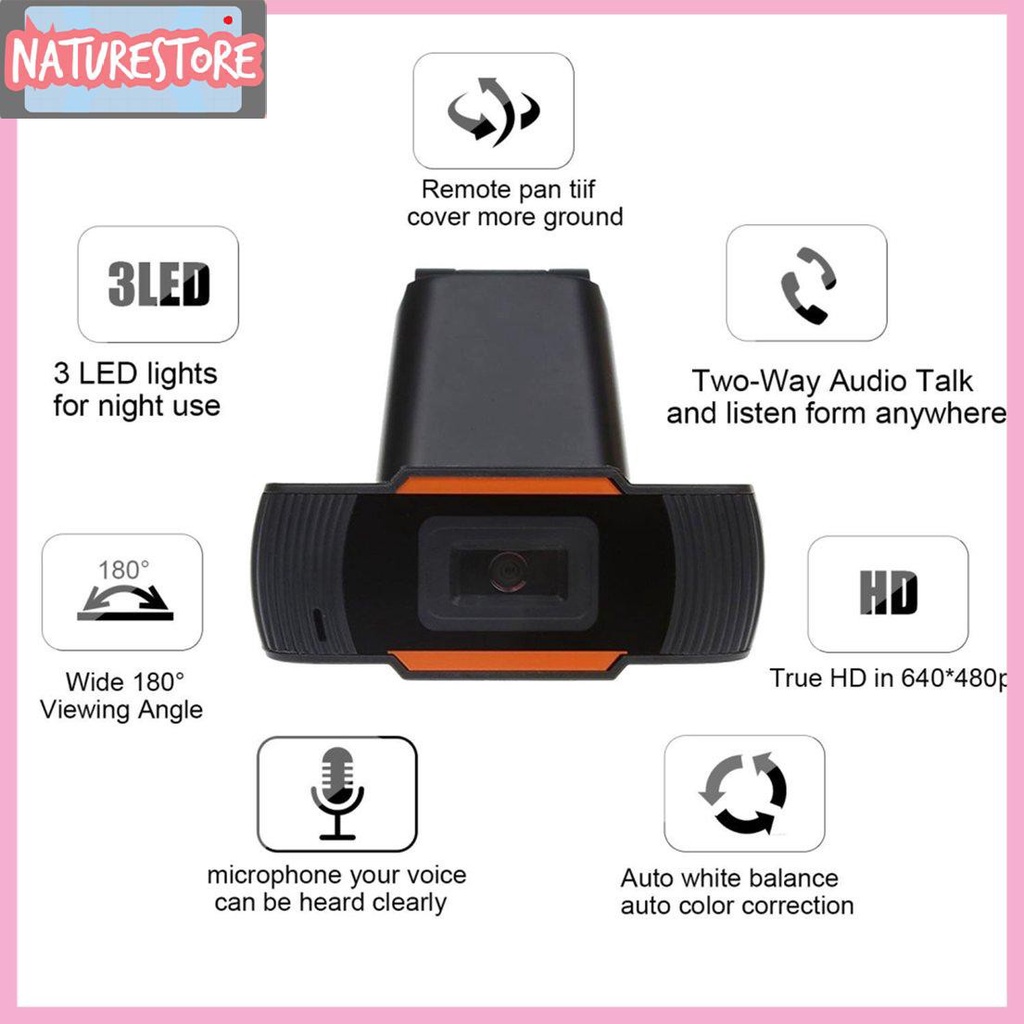 Webcam A870 HD USB xoay được tích hợp micro tiện lợi cho máy tính để bàn | BigBuy360 - bigbuy360.vn