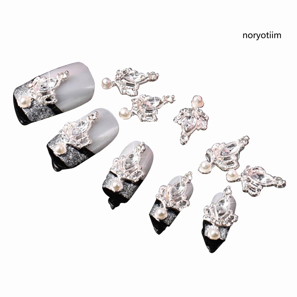 10 hộp đá đính trang trí móng tay hình vương miện 3D thời trang