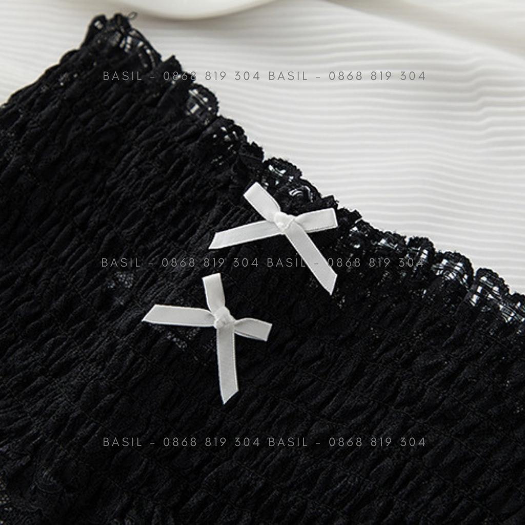 Quần lót nữ S12 set 2 quần cạp cao ren hoa gợi cảm BASIL