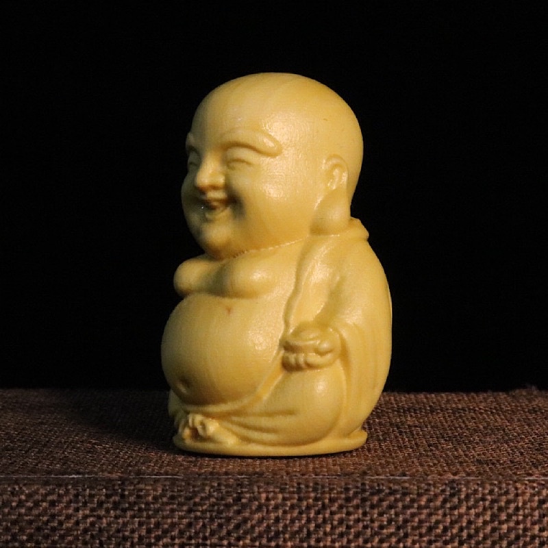 Tượng Phật Di Lặc tí hon cao 4cm gỗ hoàng dương