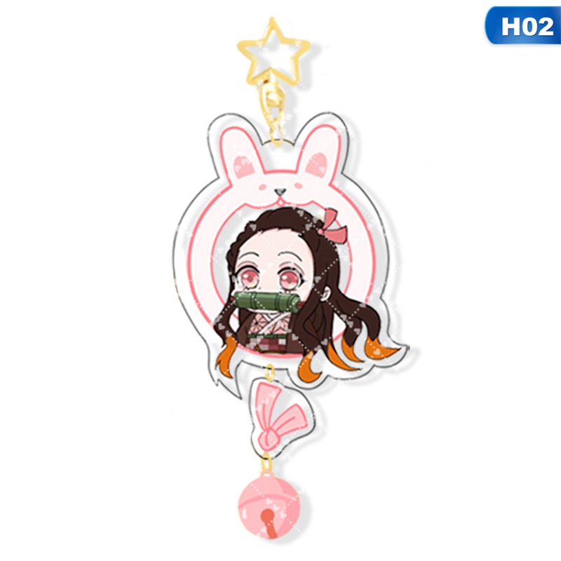 flowersqueen Móc Khóa Thiết Kế Mặt Hình Hoạt Hình Demon Slayer Với 8 Kiểu Dáng Dễ Thương