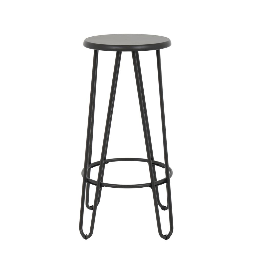 HomeBase FURDINI Ghế quầy bar bằng thép sơn tĩnh điện chân gắn cao su chống trượt ESSIA W30xH73xD30cm màu than đen