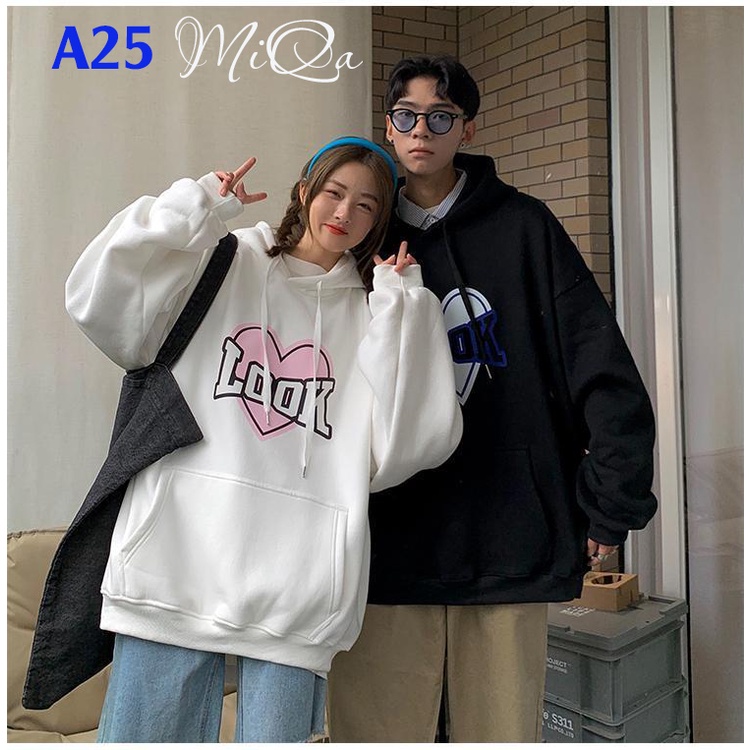 Áo Nỉ Bông Thời Trang UNISEX Hoạ Tiết Look Trái Tim Cute / HOODIE FREESIZE 💜 MiQa | BigBuy360 - bigbuy360.vn