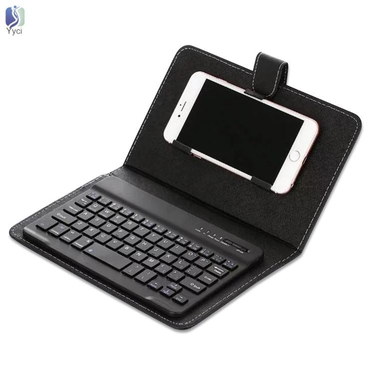 Bao da điện thoại nắp lật bằng PU có bàn phím bluetooth không dây dành cho điện thoại iPhone Android