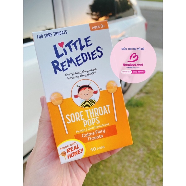 Kẹo mút giảm ho cho bé Little Remedies Sore Throats Pops của Mỹ  - BAABEELAND