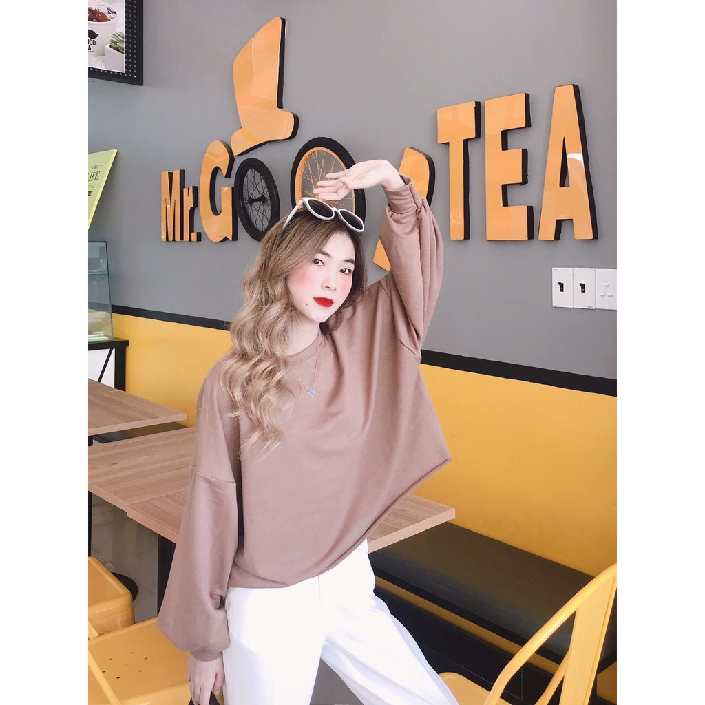 ÁO THUN CROPTOP TRƠN FORM RỘNG TAY DÀI ULZZANG - ÁO NHÓM CROP BASIC 1