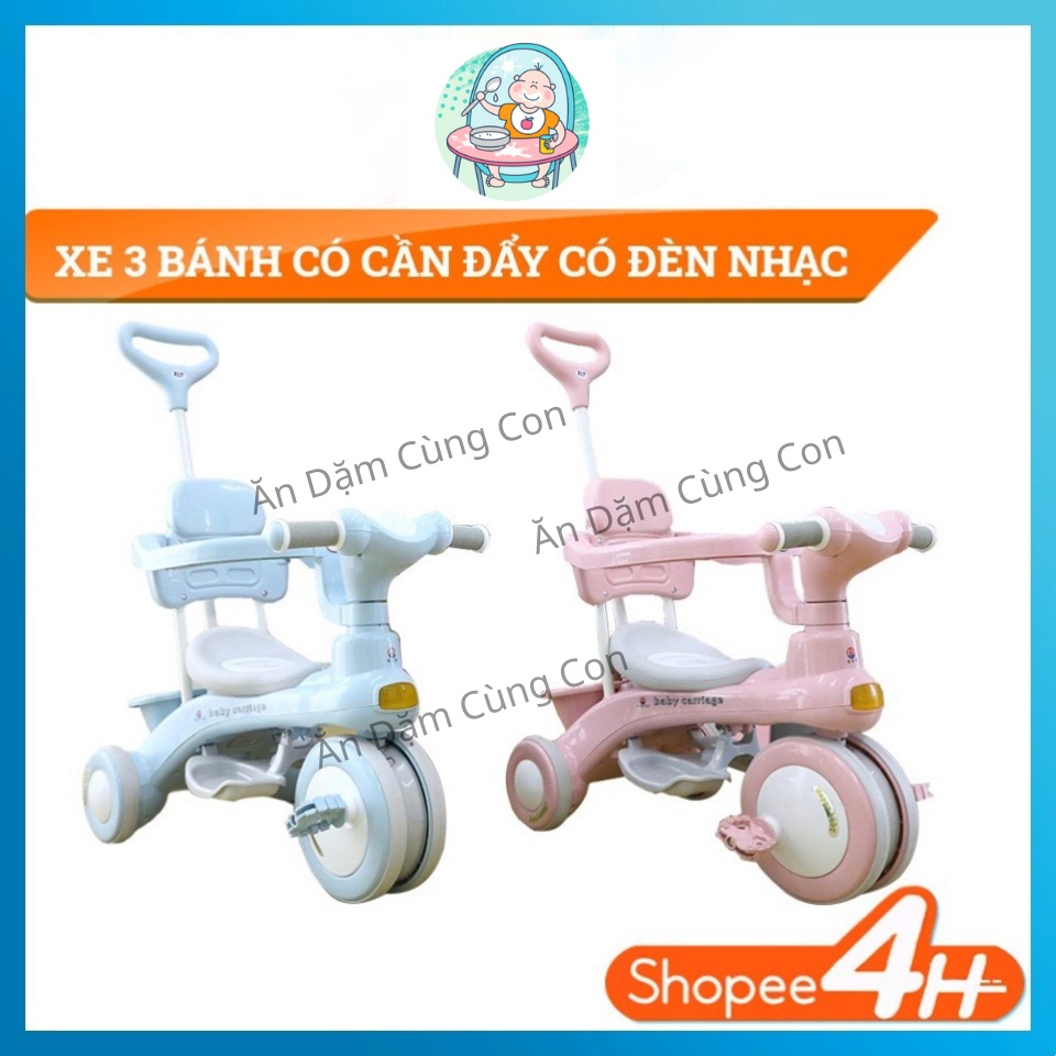 Xe Đạp 3 Bánh Có Cần Đẩy Có Thể Phát Nhạc 688 Cho Bé full hộp