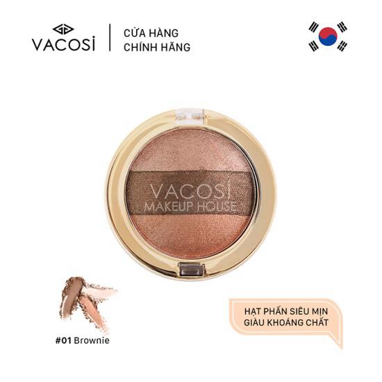 Phấn mắt Vacosi 3 màu hộp tròn VP06-01 Brownie | BigBuy360 - bigbuy360.vn