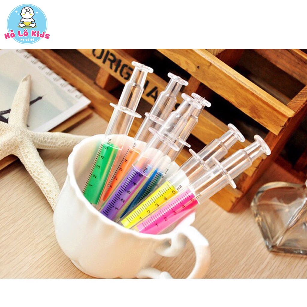 Bút nhớ dòng hình ống tiêm cute đánh dấu ghi chú nhiều màu Hồ Lô Kids