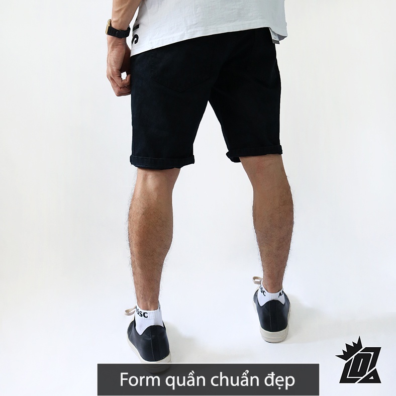 Quần short jean nam DATINO màu Đen Wash Bụi, bền màu không xù
