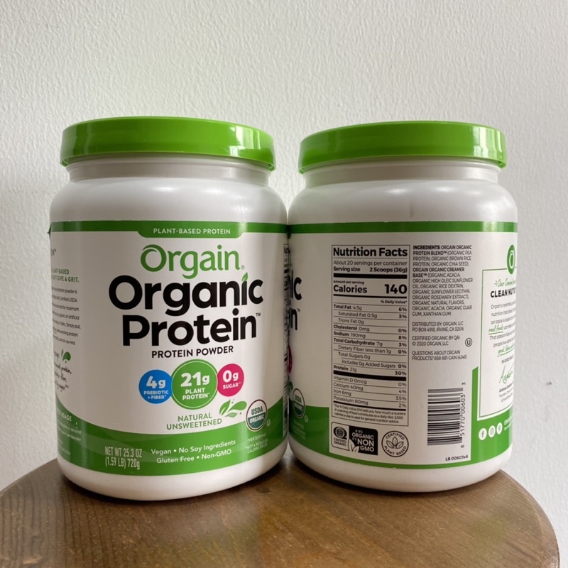 Bột đạm hữu cơ không ngọt không thêm đường Orgain Organic Protein powder Natural Unsweetened 720g 1.59lb order US đi air