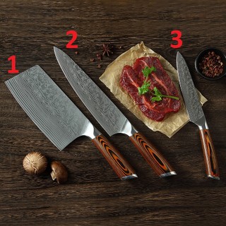 Bộ 3 dao bếp nhật thép damascus dt2