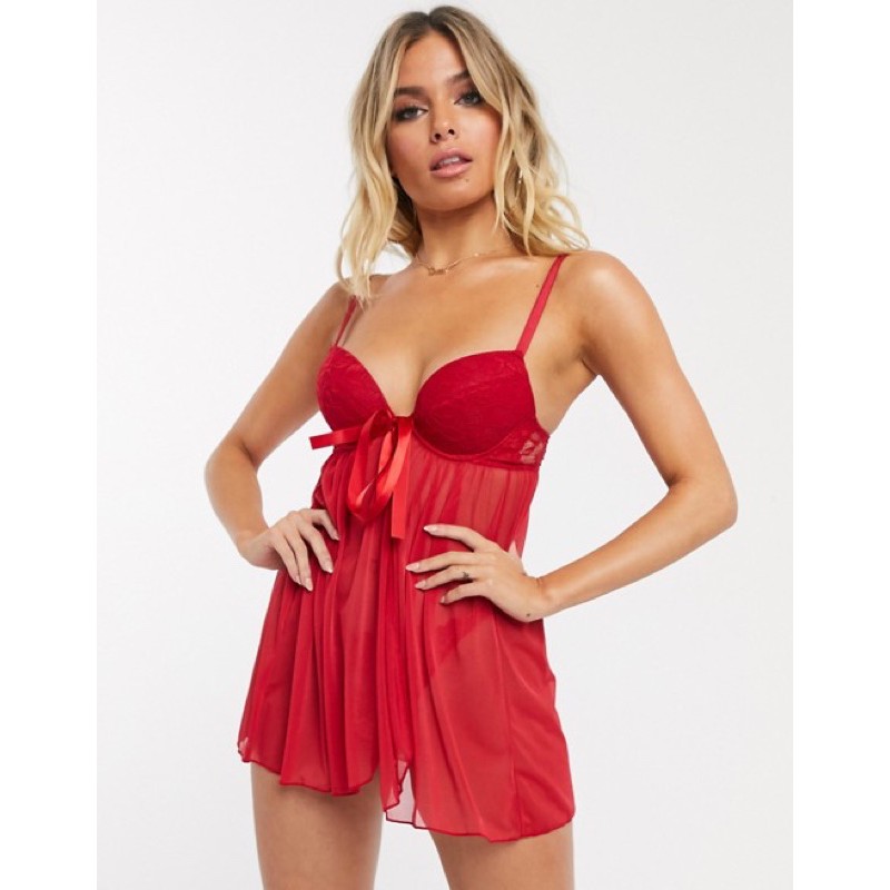 [Hàng Độc] Đầm Ngủ Babydoll Thun Lưới Cup Ngực Gợi Cảm Sexy A.S.O.S Xuất Xịn, Váy Ngủ Xuyên Thấu Cực Sexy
