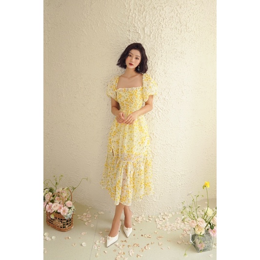 Váy xẻ tà Elle dress voan tơ hàn