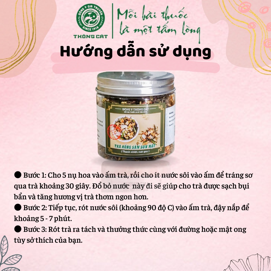 Trà hoa sơn mật hồng sâm Đông y gia truyền Thông Cát- Thanh nhiệt, giải đọc, mát gan, tiêu đờm hiệu quả