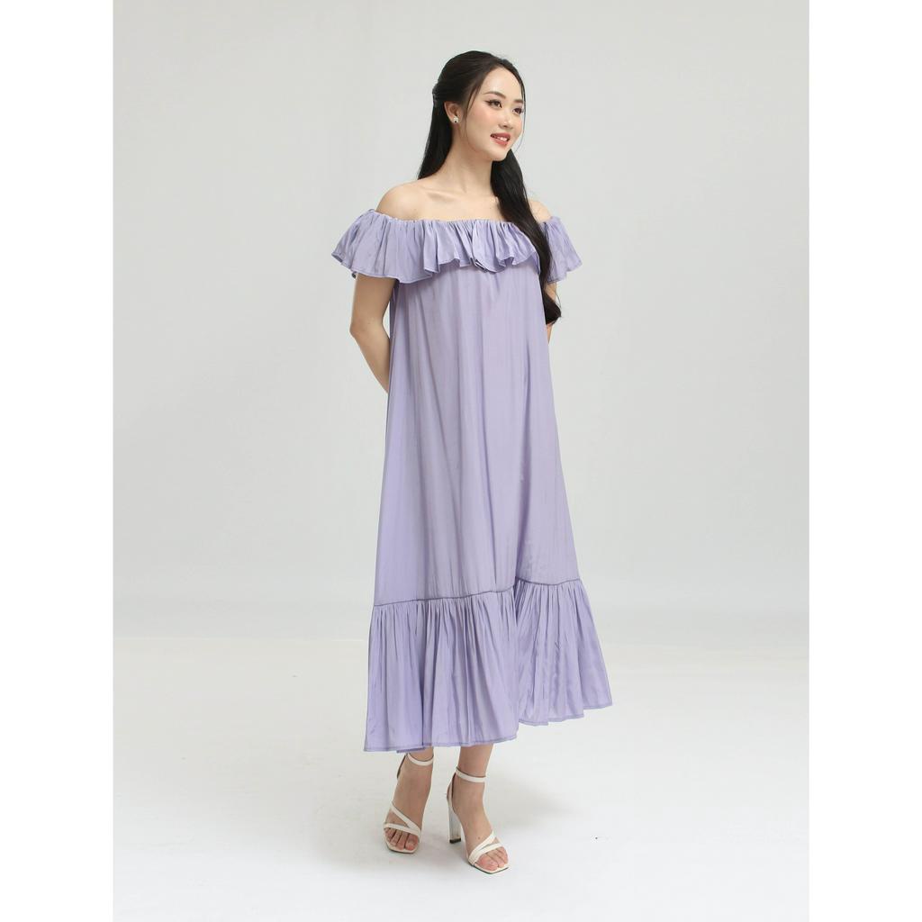 Váy maxi nữ VIỆTBROTHERS trễ vai cổ bèo 231VHU24