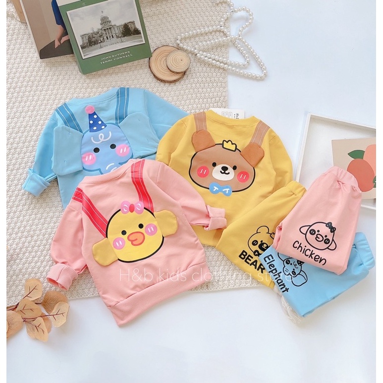 Bộ dài tay da cá hình động vật dễ thương cho bé trai, bé gái từ 8-18kg