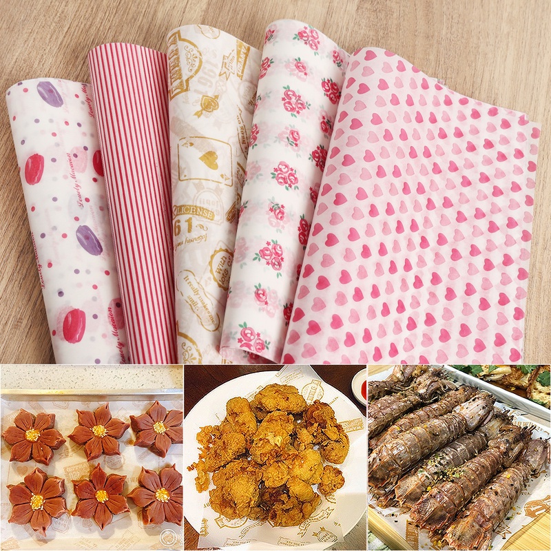 Set 10 Tấm Giấy Gói Bánh Sandwich / Đồ Ăn Vặt Chống Dầu DIY