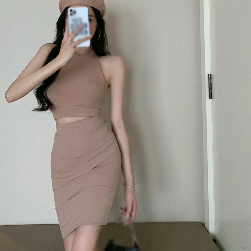 Set Chân Váy + Áo Thun Không Tay Thời Trang Quyến Rũ Dành Cho Nữ