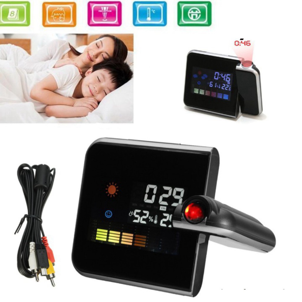 💛️FREESHIP🚛 Đồng hồ báo thức kỹ thuật số vớI màu sắc màn hình đèn led chiếu đồng hồ bàn buổI sáng 206749