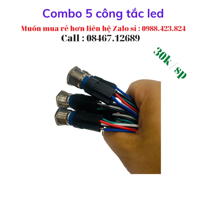 [ Sỉ 30K ] Combo 5 công tắc led Power chất lượng tốt tặng jack nối